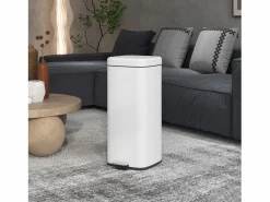 Papelera con pedal, 30L, metálica, con tapa y cubo interior, color negro (28x35x63,5 cm)^ Clearance