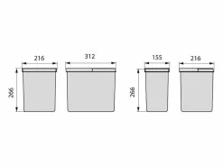 Cubo De Basura Para Cocina|Papelera diferenciada con 4 contenedores, altura 26,6 cm.
