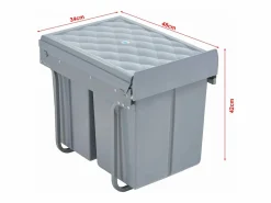 Helloshop26 Cubo De Basura Para Cocina|Papelera empotrada 2 x 10 + 1 x 20 litros 48 x 34 x 42 cm 03_0008202