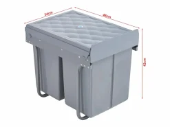 Helloshop26 Cubo De Basura Para Cocina|Papelera empotrada 2 x 20 litros 48 x 34 x 42 cm 03_0008204