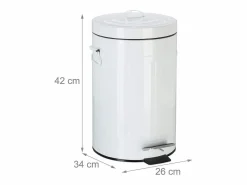 Helloshop26 Cubo De Basura Para Cocina|Papelera vintage metálica con pedal para cocina o baño 12 litros color blanco 13_0002319_3