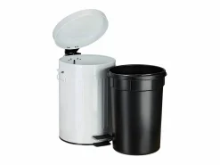 Helloshop26 Cubo De Basura Para Cocina|Papelera vintage metálica con pedal para cocina o baño 12 litros color blanco 13_0002319_3