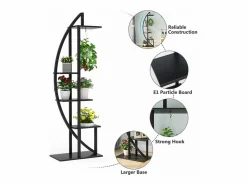 Paquete de 2 soportes para plantas de interior de 5 niveles, de metal curvo, con 2 ganchos para colgar, multiusos para interior, jardín, balcón y sala de estar^Tribesigns New