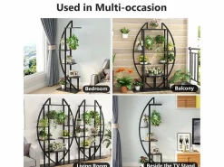 Paquete de 2 soportes para plantas de interior de 5 niveles, de metal curvo, con 2 ganchos para colgar, multiusos para interior, jardín, balcón y sala de estar^Tribesigns New