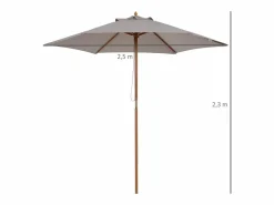 Parasol con LED, 3 posiciones, poliéster, bambú, gris, (250x250x230 cm) New