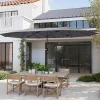 Parasol doble con manivela, protección UV, estructura de acero, gris oscuro (436x260x240 cm) Sale