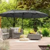 Parasol doble con manivela, regulable, de metal, gris oscuro (440x270x250 cm) Clearance