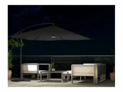 Concept-Usine Parasol excéntrico cuadrado con LED de 3x3 m SOLENZARA Gris Outlet