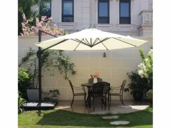 Concept-Usine Parasol excéntrico cuadrado con LED de 3x3 m chocolate SOLENZARA Marru00f3n