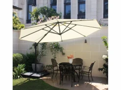 Concept-Usine Parasol excéntrico cuadrado con LED de 3x3 m chocolate SOLENZARA Marru00f3n