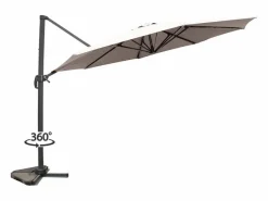 Concept-Usine Parasol excéntrico cuadrado con LED de 3x3 m chocolate SOLENZARA Marru00f3n