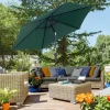Sombrilla|Parasol inclinable con manivela, aluminio, poliéster, verde (Ø2,6x2,35 m)
