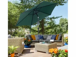 Sombrilla|Parasol inclinable con manivela, aluminio, poliéster, verde (Ø2,6x2,35 m)