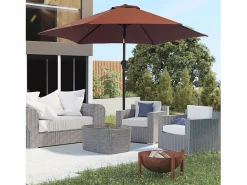 Sombrilla|Parasol inclinable con manivela, aluminio y poliéster 180g/m², marrón (Ø2,7xH2,35 m)