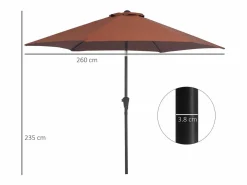Sombrilla|Parasol inclinable con manivela, aluminio y poliéster 180g/m², marrón (Ø2,7xH2,35 m)