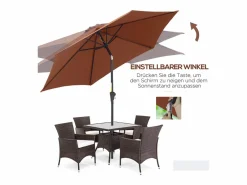Sombrilla|Parasol inclinable con manivela, aluminio y poliéster 180g/m², marrón (Ø2,7xH2,35 m)
