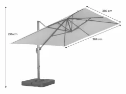 Sweeek Sombrilla|Parasol rectangular excéntrico, 3x4m + placas de lastre 50x50cm