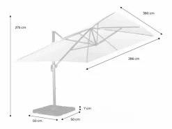 Sweeek Sombrilla|Parasol rectangular excéntrico, 3x4m + placas de lastre 50x50cm