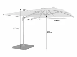 Sweeek Sombrilla|Parasol 3x4m rectangular desplazado crudo