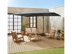 Sweeek Parasol 3x4m rectangular desplazado Gris Online