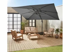 Sweeek Parasol 3x4m rectangular desplazado Gris Online