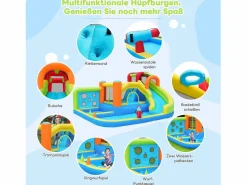 Parque acuático inflable 7 en 1 para niños - 410 x 315 x 203 cm - Oxford - Con ventilador -^Merax Outlet