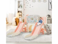 Merax Tobogán|Parque infantil 8 en 1 - 197 x 167 x 98 cm - Fabricado en HDPE - Con túnel arqueado y estructura de escalada -