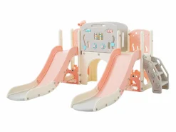 Merax Tobogán|Parque infantil 8 en 1 - 197 x 167 x 98 cm - Fabricado en HDPE - Con túnel arqueado y estructura de escalada -