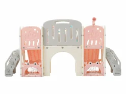 Merax Tobogán|Parque infantil 8 en 1 - 197 x 167 x 98 cm - Fabricado en HDPE - Con túnel arqueado y estructura de escalada -