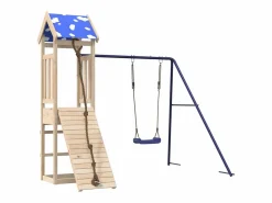 Parque infantil de exterior de madera maciza de pino ES711061 Marru00f3n Outlet
