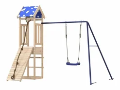 Parque infantil de exterior de madera maciza de pino ES711061 Marru00f3n Outlet