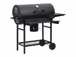 vidaxl Parrilla de barril ruedas y estantes acero 115x85x95 cm Negro Best