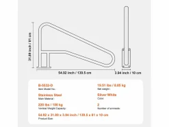 Pasamanos de Piscina SucceBuy de 2 Piezas, 139.5 x 81 cm, de Acero Inoxidable, con Placa Base para Jacuzzis^ Discount