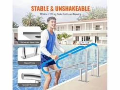 Pasamanos de Piscina SucceBuy de 2 Piezas, 139.5 x 81 cm, de Acero Inoxidable, con Placa Base para Jacuzzis^ Discount