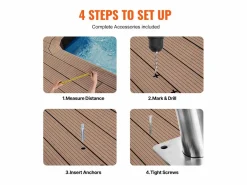 Pasamanos de Piscina SucceBuy de 2 Piezas, 139.5 x 81 cm, de Acero Inoxidable, con Placa Base para Jacuzzis^ Discount