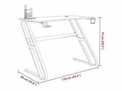 Garden Furniture Paul-François-Alain Escritorio gaming con patas forma ZZ 110x60x75cm Negro