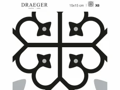 Draeger Pegatinas de azulejos 15 X 15 cm - Motivos floral en blanco y Negro Outlet