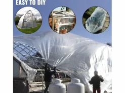 Película de Invernadero SucceBuy, 9.76x7.62 m, Cubierta de Plástico Resistente a los UV, para los Proyectos Industriales, Residenciales y Agrícolas Transparente