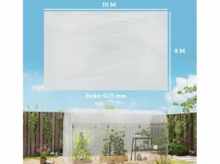Invernadero De Jardín|Película de invernadero de 8 x 10 m de grosor con protección UV, resistente al agua, para túneles de cultivo de plástico (1000 x 800 x 1 cm)