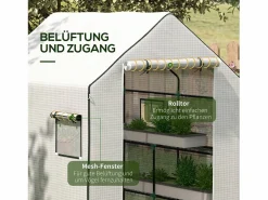 Invernadero De Jardín|Película de repuesto para invernadero, PE reforzado 135 g/m², con ventana lateral y puerta enrollable, color (140 x 143 x 190 cm)