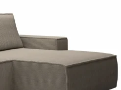 Vente-unique Pequeño Sofá cama rinconera derecha de pana beige AMELIA Topo Discount