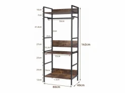 Perchero - Armario Abierto de Metal y Madera Perchero Extraíble - 162x60x40cm Marru00f3n Online