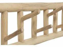 Vente-unique Perchero|Perchero 6 ganchos de madera de teca - Ancho 70 x Prof. 11 x Alt. 20 cm - Color: natural - LIPALIA