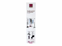 Perchero Auxiliar Doble con Barra Giratoria y Ruedas 162x168 cm^5five New