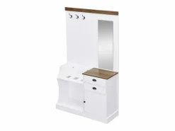 OKWISH Perchero con 2 cajones de almacenamiento, espejo, ganchos y paragüero Blanco Outlet