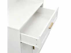 OKWISH Perchero con espejo, 1 cajón y 3 puertas – para entradas y pasillos Blanco Hot