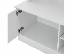 Perchero de 2 puertas - Guardarropa con barra y estantes abiertos - Estantes regulables Blanco New