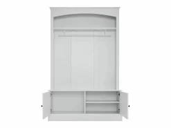 Perchero de 2 puertas - Guardarropa con barra y estantes abiertos - Estantes regulables Blanco New
