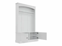 Perchero de 2 puertas - Guardarropa con barra y estantes abiertos - Estantes regulables Blanco New