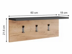 Vicco Perchero|Perchero con estante para sombreros antracita/roble dorado 60x18x21.6 orlando